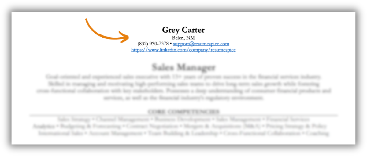 Laying out Your Contact Information on a Sales Resume